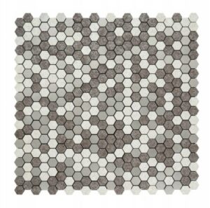 Future Fields – natúr és barnás árnyalatú hexagon mozaikcsempe 3D falmatrica, kis hatszögekkel
