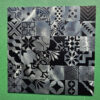 Kibermandala – fekete-ezüst 3D falmatrica fémes hatású, amely 36 db négyzet alakú mintás mozaikból áll