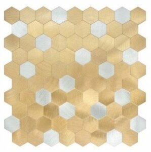 Szupernóva – arany-ezüst fémhatású hatszögű 3D falmatrica, hexagon